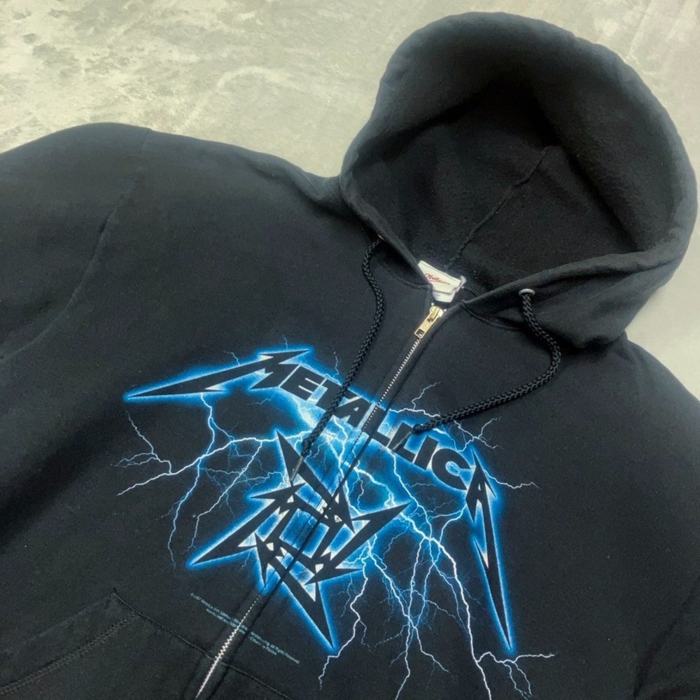 VTG 2007 Metallica Ride The Lightning Full Zip Hoodie Black‎ Men's Medium Y2K